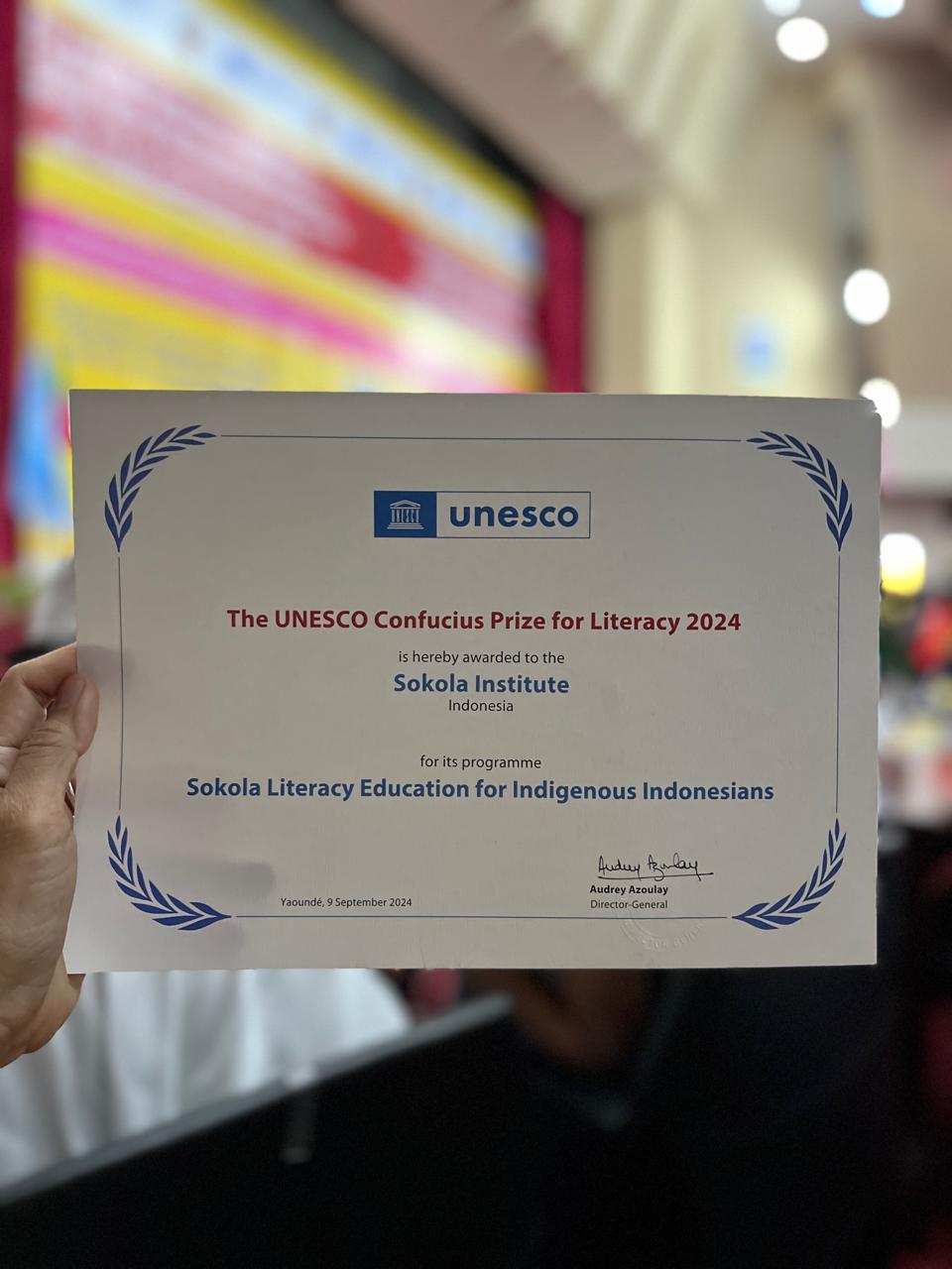 Sokola Institute Raih Penghargaan UNESCO Confucius Prize for Literacy 2024 untuk Program Pendidikan Literasi bagi Masyarakat&nbsp;Adat